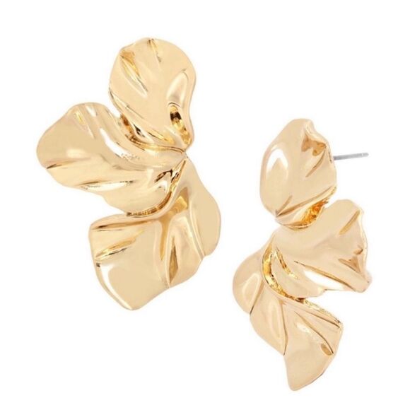 Flower statement earrings in gold #197 - Picture 1 of 6